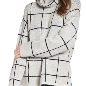 Madewell Heather- Oak plaid cowl neck sweater